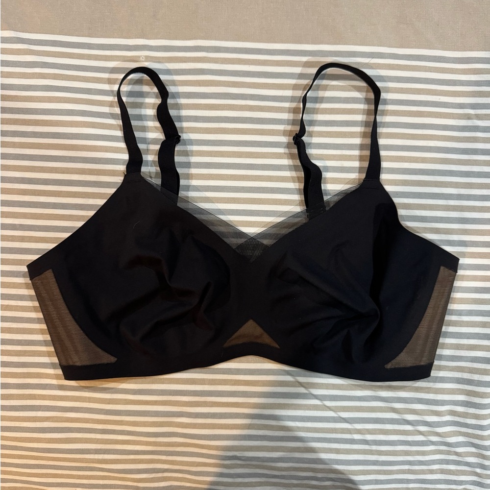 Honeylove Black Wire-Free Mesh Panel Bra